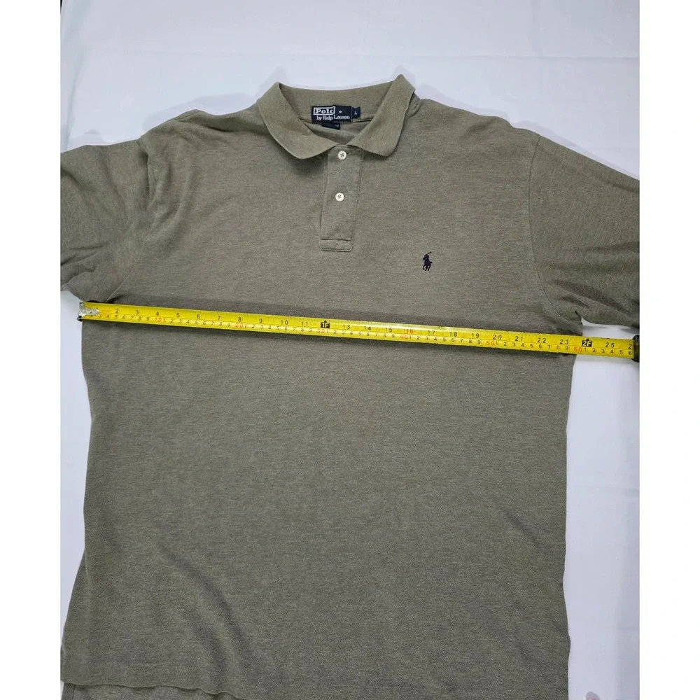 Polo Ralph Lauren Mens Vintage Large Olive Green Short Sleeve Cotton Polo Shirt
